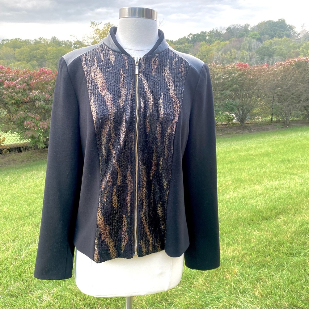 Chico's Sleek Black Sequined Jacket